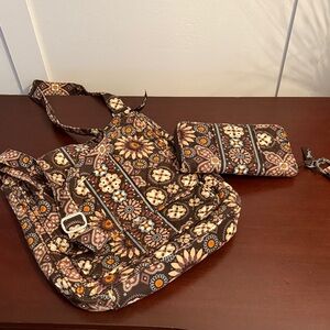 Vera Bradley Brown and Orange Floral Bag